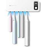 StarWin UV Toothbrush Dryer Holder, Fan Drying and Timer Function, Rechargeable Tooth Brush Holder Wall-Mounted for Bathroom, No Drilling, 5 Slots