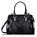 Hynes Victory Crocodile Pattern Top Handle Handbags Purses (Black)