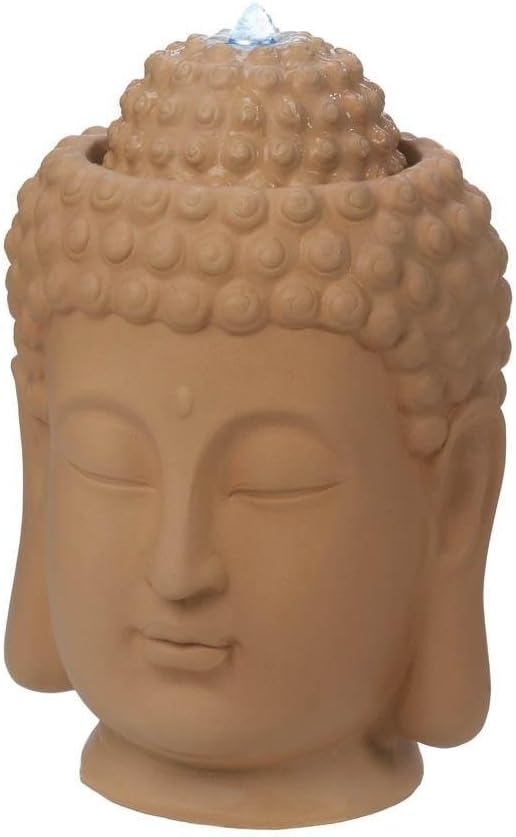 Outdoor Fountain Pump, Calming Buddha Head Garden Water Fountain Indoor, Ceramic