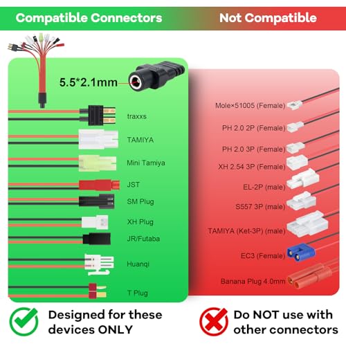 RC Battery Charger for 4.8V 7.2V 8.4V 9.6V NiMH/NiCD Battery Pack, RC Car Charger for Traxxas Battery 2.4V-12V Battery Pack, 2-10