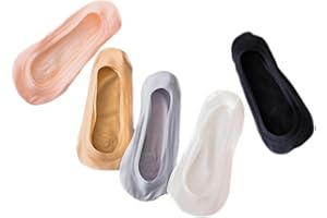 PRETYZOOM 5 Pairs Women’s No Show Socks Ultra Low Cut Invisible Socks with Cotton Sole Non-slip Grip for Flats