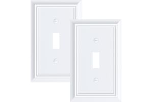 TREEWELL 2-Pack Single Toggle Light Switch Cover Plate, Durable Natural Bamboo Fiber Decorative Switch Plate Covers, Pure White 1 Gang Wall Plate, Corrosion Resistant