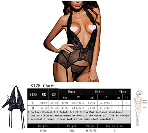 Dearaimili-Donna-Biancheria-Intima-Pizzo-Scollo-a-V-Senza-Schienale-Giarrettiere