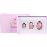 AOWNE Natural Rose Quartz Yoni Egg Set Drilled Jade Eggs Women Kegel Exerciser Crystal Balls Massage Stone,Rose Quartz