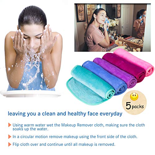 image for Nugilla Makeup Remover Cloth 5 Pack - Reusable Microfiber Cleansing To