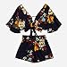 Clearance Deals ！ V Collar Top，Beautyvan Casual Two Piece Set Women Botanical Print Summer V Collar Top Shorts Beachwear (L, Black)
