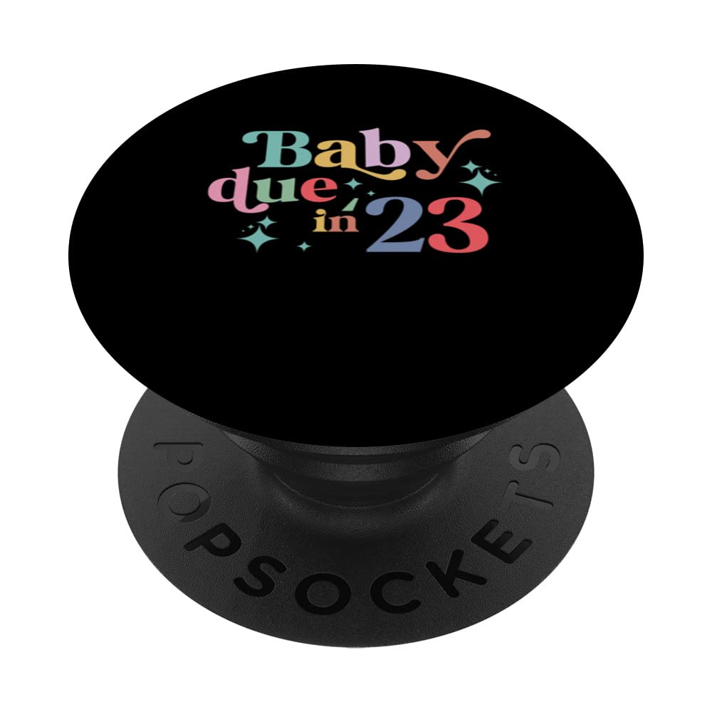 Baby Due In 2023 Maternity Cute Mom Pregnancy Announcement PopSockets Swappable PopGrip