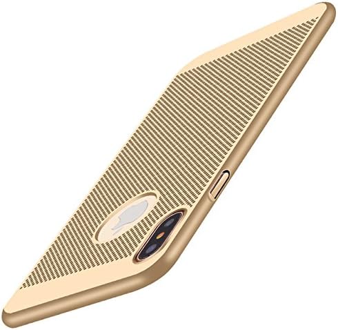 iPhone X Case: Heat Resistant, Protective PC Hard Case with Breathing Holes, Super Slim & Shockproof - 360 Degree Full Body Protection (Golden)