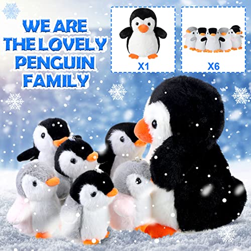 7 Pcs Penguin Plush Toys Set Penguin Stuffed Animal Zoo Penguin Toys