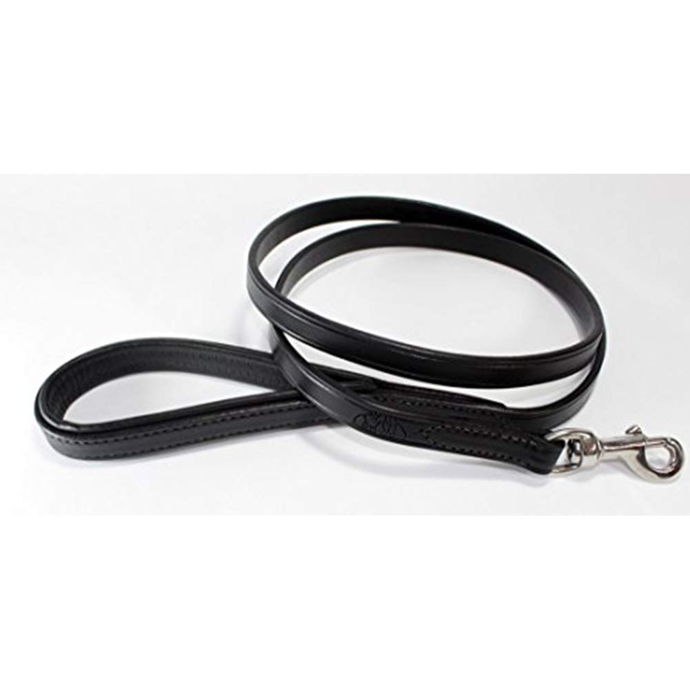 Black/Black Genuine Leather Dog Leash Padded Handle 5