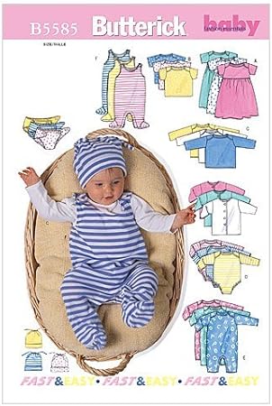 Napravi Rs Loisirs Creatifs Patrons Et Modeles Butterick Patterns Mccalls Patterns B5585 Butterick Patron De Veste Robe Tunique Grenouillere Culotte Chapeau Pour Bebe Tailles M L Xl