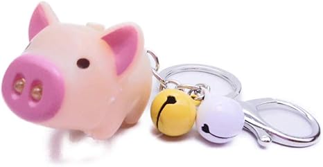 Amazon アニマルズ横町 グラシアス 肌色ブタの鈴付きキーホルダー 声付き ｌｅｄライト 小さい鈴 おもちゃ ホビー