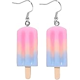 Summer Popsicle Drop Earrings for Women, Resin Ice Cream Dangle Earrings, Cute Fun Food Earrings for Women
