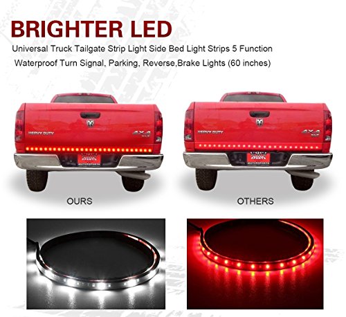 Carrep Universal Truck Tailgate Strip Light Side Bed Light Strips 5 Function Waterproof Turn Signal, Parking, Reverse,Brake Lights (60 Inches)