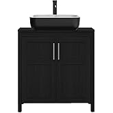 YOURLITE 30" Bathroom Vanity with Sink, Black Bathroom Vanity Cabinet, Faucet & Pop Up Drain Set,Traditional Vanity with with