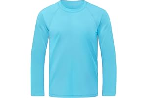 BROWNKNOT Boys UPF 50+ Rash Guard Long Sleeve Swim Shirt UV Sun Protection Swimsuit SPF Water Surfing Sun Shirts for Boy Kids Quick Dry