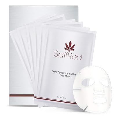 Extra Tightening and Lifting Facial Mask by SaffRed | Natural Anti-aging and Anti-wrinkle Face Mask Sheet | Creates Skin Tension | Pack of 6pcs