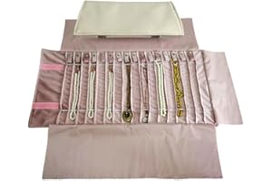 SCIKHEFT Travel Jewelry Storage Bag Foldable Jewelry Roll Pouch Untangled Large Capacity Necklaces Organizer for Exhibition S