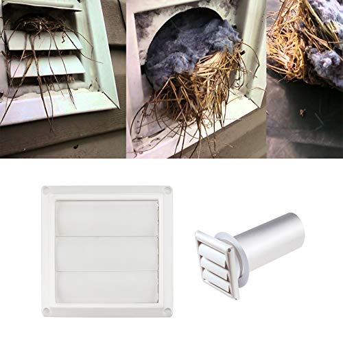 Sikawai Louvered Outdoor Dryer Vent Cover,White Exhaust Cap for 4