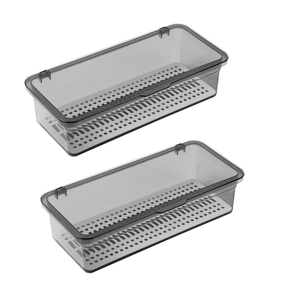 Qarmijaer Flatware Tray with Lid,Utensil Storage with Lid Plastic Cutlery Tray,Cutlery Drawer Organizer Utensil Storage ContainerB
