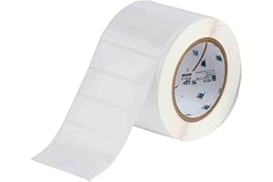 Brady THT-18-423-3 3" Width x 1" Height, B-423 Permanent Polyester, Gloss Finish White Thermal Transfer Printable Label (3000 per Roll)