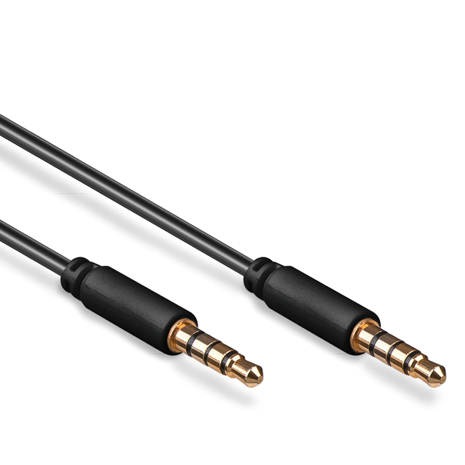 Goobay 3m Black 4-Pole 3.5mm AUX Cable for Smartphones, Tablets, Music Players, Computers, TVs and Speakers