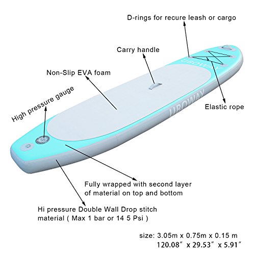 Uboway Inflatable Stand Up Paddle Board 6 inch Thick iSUP with Adjustable Paddle, Backpack, Pump
