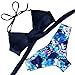 RUUHEE Womens Push up Padded Bikini Floral Printing Bottom Swimsuit 2 Piece NavyB3791,Medium