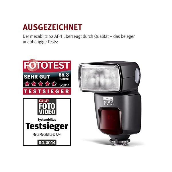 Metz mecablitz 52 AF-1 für Sony Multi Interface Kameras (DSLR und CSC) | Top Blitzgerät mit ADI-TTL, Leitzahl 52, HSS… – Bild 6
