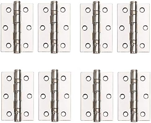 XFORT 3 Inch (75mm) Polished Chrome Ball Bearing Hinges, Steel Door Hinge for Wooden Doors (4 works)
