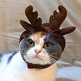 Jocestyle Holiday Antler Headband Pet Dog Cat Hat Puppy Christmas Holiday Cosplay Costume Coffee (Style A)