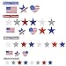 502 Pcs 4 Sizes Assorted Patriotic Stickers Patriotic Star Stickers USA Flag Heart Star Foam Stickers in Red Blue Silver White Grey Self Adhesive 1