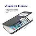 MTRONX Phone Case for Apple iPhone 5s, iPhone 5, iPhone SE, Window View Magnetic Closure Twill PU Leather Ultra Folio Flip Slim Case Cover - Black(MG1-BK)