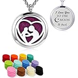 YOUFENG Essential Oil Necklace Diffuser Family Tree of Life Necklace Pendant Aromatherapy Locket 49 Refill Pads (Mother Daughter Oil Locket)