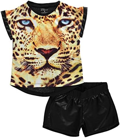 Hello Gorgeous Big Girls' "Wildcat Eyes" 2-Piece Outfit - black/multi, 8