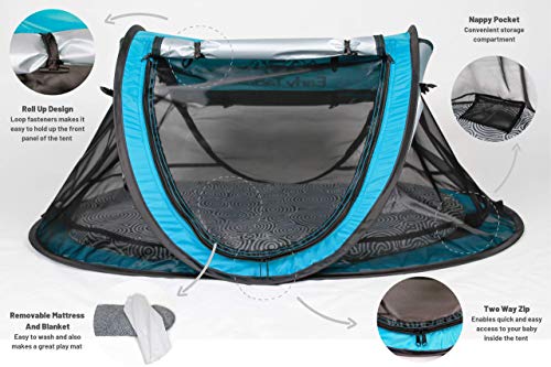 Early Tackler Bunji 209 Portable Beach Pop Up Tent for Babies UPF 50+ Lightweight Outdoor Travel Bed with Sleeping Pad and Blanket - Thumbnail 4