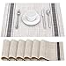 YOSICHY Table Mats Set of 6 Crossweave Woven Vinyl Placemats Heat Resistant Non-Slip Kitchen Placemats for Dining Table Washable Easy to Clean(Grey)