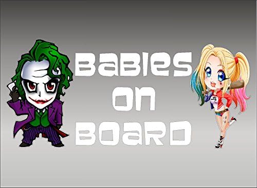 Joker and Harley Quinn Babies on Board Vinyl Vehicle Decal Kids Graphic Stickers