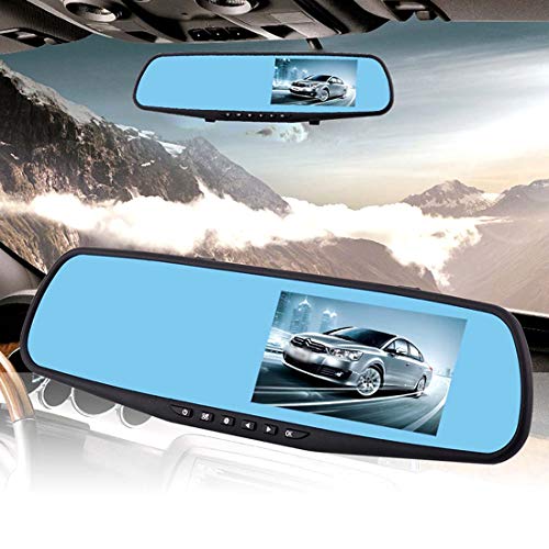 Mirror Dash Cam Backup Camera, 4.3'' 1080P Car Auto DVR Monitor Rear View Dual Camera Video Recording System with G-Sensor, WDR, Loop Recording