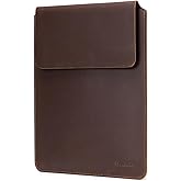 Laptop Sleeve Genuine Leather Slim Tablet Protective Cover for 15/15.6 Inch MacBook Air/Pro, Brown