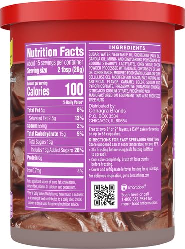 DUNCAN HINES WHIPPED CHOCOLATE FLAVORED FROSTING, 14 OZ.