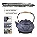 Cast Iron Teapot Stovetop 34 Oz Japanese Style Testubin Tea Kettle Tea Pot with Stainless Steel Infuser Enamel Interior (Blue Floral,1000 ml,Large)