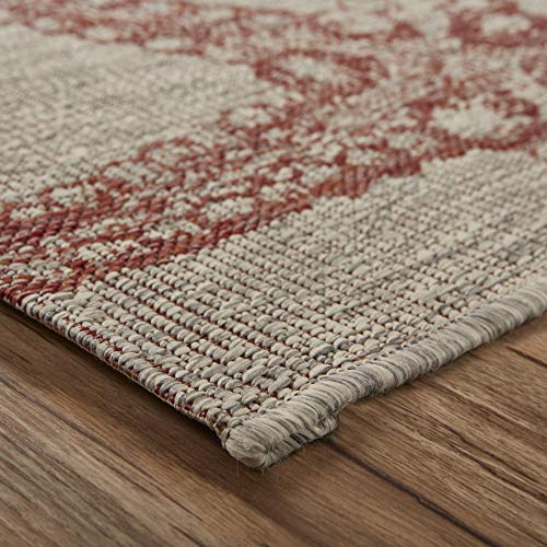 LR Home Captiva Sunset Cay Indoor/Outdoor Area Rug, 7'9" x 9'5", Coral/Beige