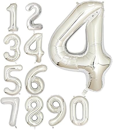 Amazon アルミ風船 バルーン 数字4 40インチ シルバー 0 9 誕生日 祝いに パーティー 結婚式 飾り 記念日 おしゃれ 装飾 シルバー 4 シルバー おもちゃ おもちゃ