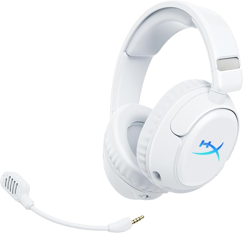 Cloud Flight 2 – Auscultadores de gaming sem fios, luzes RGB personalizáveis, bateria de 100 horas, dual wireless 2,4GHz e Bluetooth, emparelhamento instantâneo, PC/PS/Switch/Mobile, branco