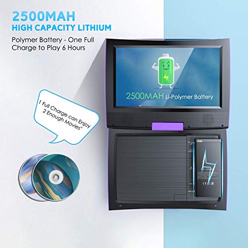 SUNPIN New 11.5" Portable DVD Player for Car and Kids, 9.5" Swivel