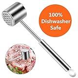 Heavy Duty Meat Hammer Dishwasher Safe Rust-proof 304 Stainless Steel Meat Pounder & Meat Tenderizer for Tenderizing & Pounding Meat