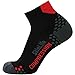 Pure Athlete Compression Ankle Socks for Running - Moisture Wicking, Dot Padding - Men and Women (1 Pair - Black/Red, Large)