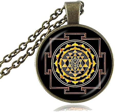 Buddhist Sri Yantra Pendant Necklace Mandala Flowers Sacred Geometry Jewelry Necklace