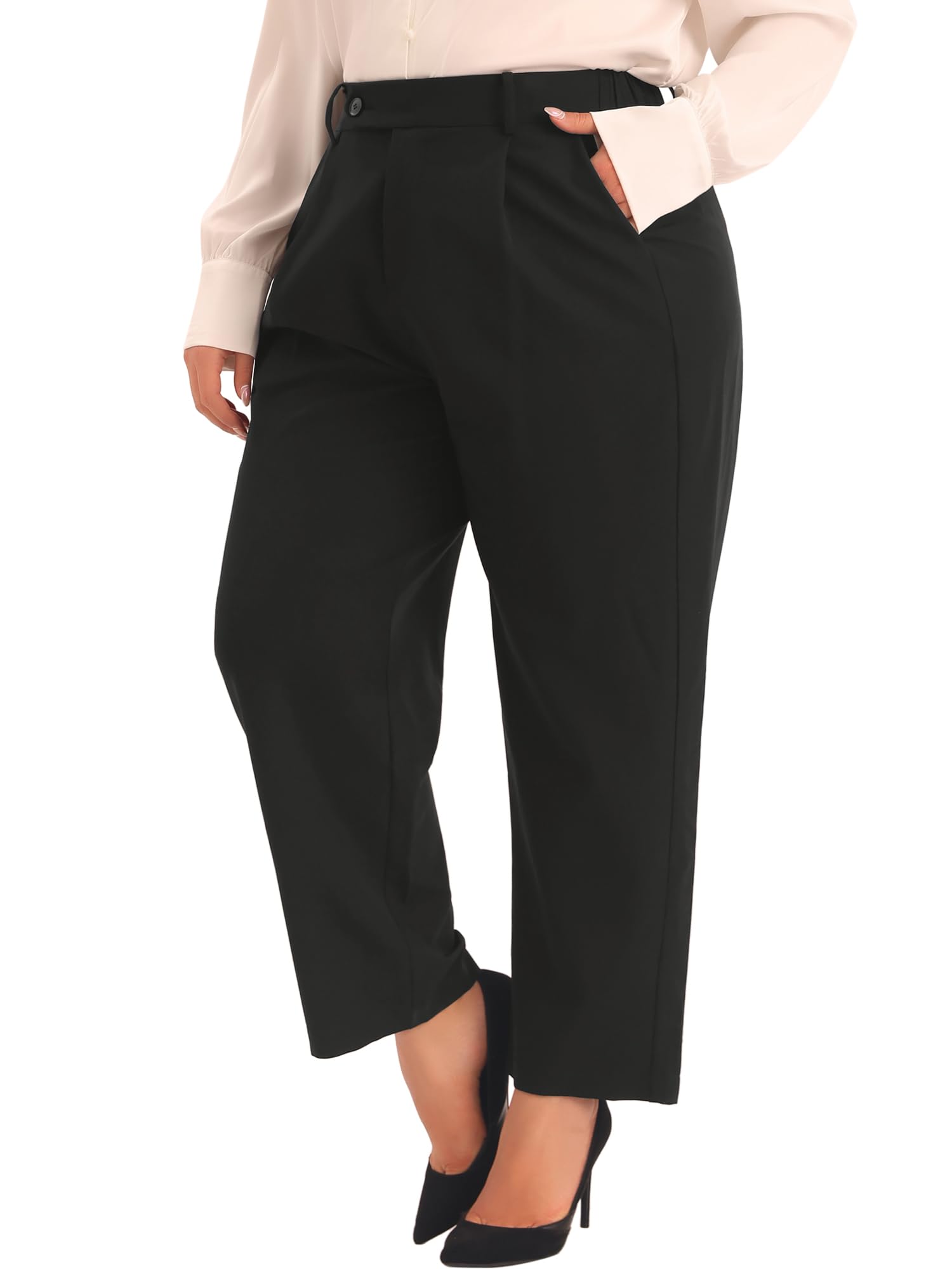 Agnes Orinda Women's Plus Size Boho Palazzo Elastic Waist Stripe Wide Leg Lounge Pants Lake Blue...